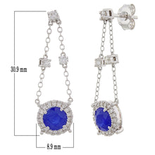 Load image into Gallery viewer, 14k White Gold Round Gemstone and Diamond Halo Art Nouveau Swing Earrings (H-I Color, I1-I2), Multiple Gemstone Options