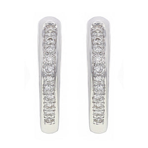 14k White Gold 0.47ctw Round Diamond Heart Hoop Earrings