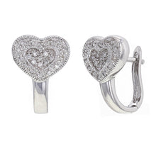 Load image into Gallery viewer, 14k White Gold 1/3ctw Brilliant Diamond Heart Huggie Earrings