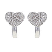 Load image into Gallery viewer, 14k White Gold 1/3ctw Brilliant Diamond Heart Huggie Earrings