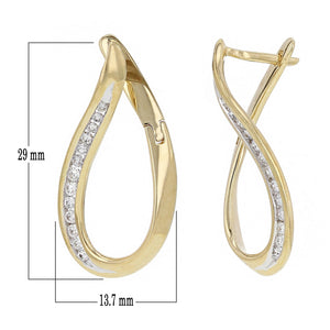 14k Yellow Gold 1/2ctw Diamond Channel Swirl Hoop Dangle Earrings