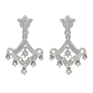 14k White Gold 0.37ctw Diamond Chandelier Dangle Earrings