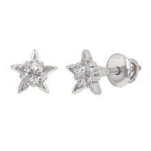 Load image into Gallery viewer, 14k White Gold 1/2ctw Diamond Lucky Star Stud Earrings