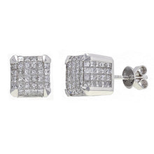 Load image into Gallery viewer, 18k White Gold 3.71ctw Diamond Dimensional Cube Stud Earrings