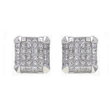 Load image into Gallery viewer, 18k White Gold 3.71ctw Diamond Dimensional Cube Stud Earrings
