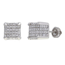 Load image into Gallery viewer, 14k White Gold 5.39ctw Diamond Dimensional Cube Stud Earrings