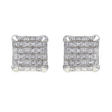 Load image into Gallery viewer, 14k White Gold 5.39ctw Diamond Dimensional Cube Stud Earrings