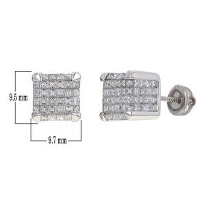 14k White Gold 5.39ctw Diamond Dimensional Cube Stud Earrings