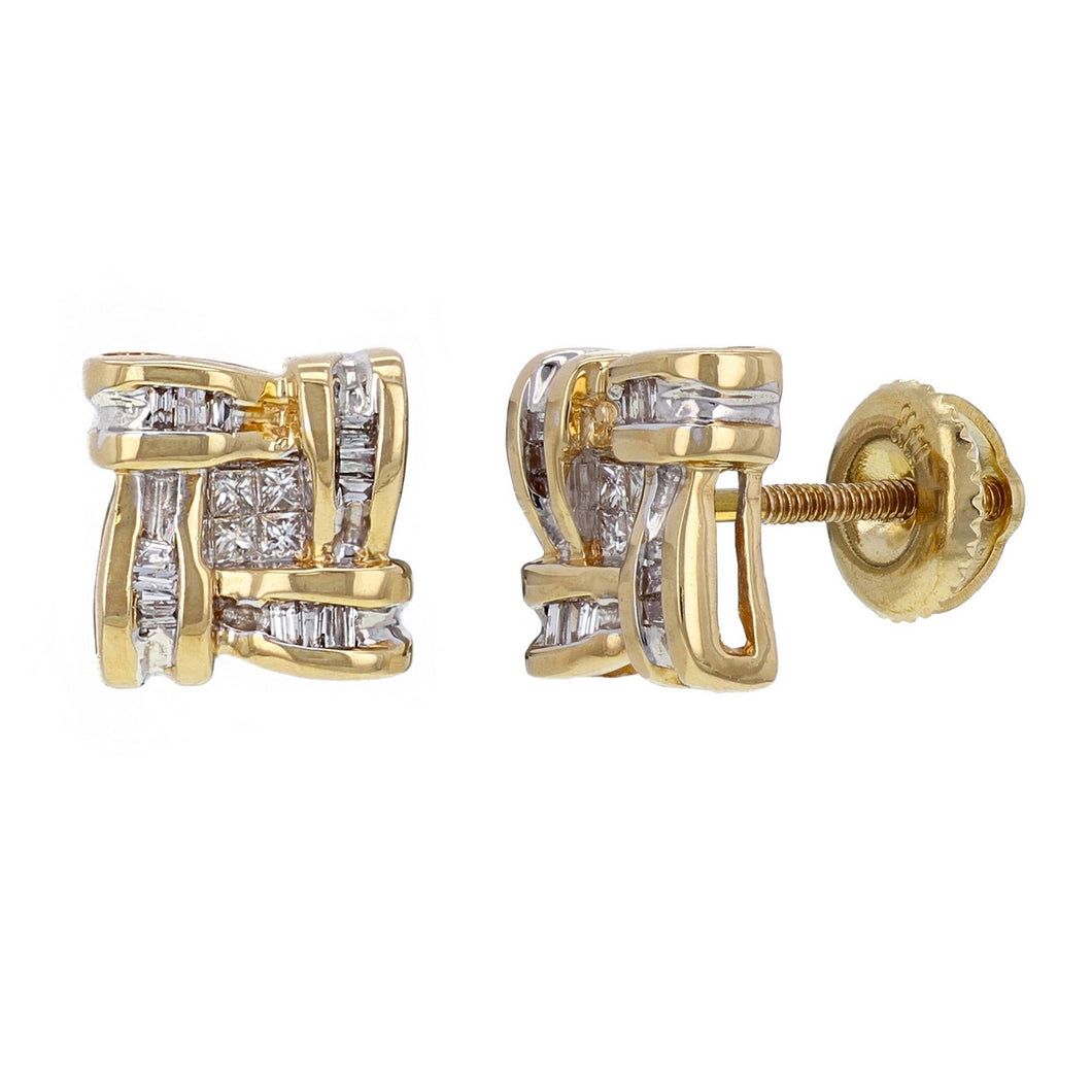 14k Yellow Gold 1/2ctw Diamond Basket Stud Earrings