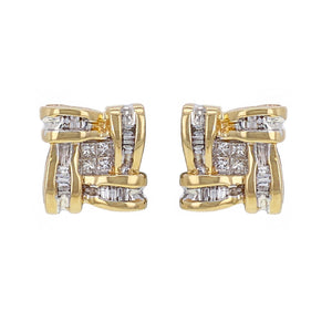 14k Yellow Gold 1/2ctw Diamond Basket Stud Earrings