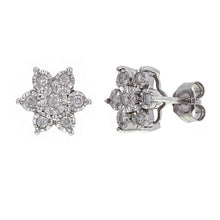 Load image into Gallery viewer, 14k White Gold 1/2ctw Diamond Cluster Stud Earrings