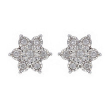 Load image into Gallery viewer, 14k White Gold 1/2ctw Diamond Cluster Stud Earrings