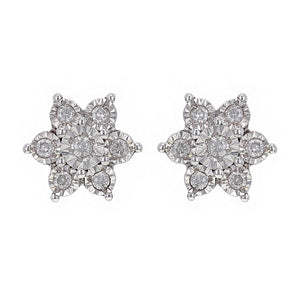 14k White Gold 1/2ctw Diamond Cluster Stud Earrings