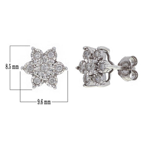 14k White Gold 1/2ctw Diamond Cluster Stud Earrings