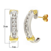 Load image into Gallery viewer, 14k White &amp; Yellow Gold 1ctw Diamond Half-Hoop Curve Earrings