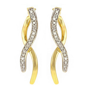 14k Yellow Gold 1/3ctw Diamond Dangle Intertwine Ribbon Earrings