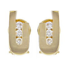 Load image into Gallery viewer, 14k Yellow Gold 0.60ctw Diamond U-Stud Earrings w/ Omega Backs