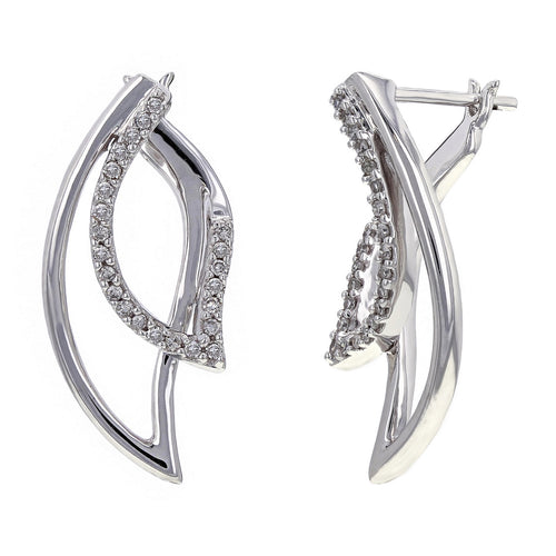 14k White Gold 1/2ctw Diamond Angel Wing Earrings