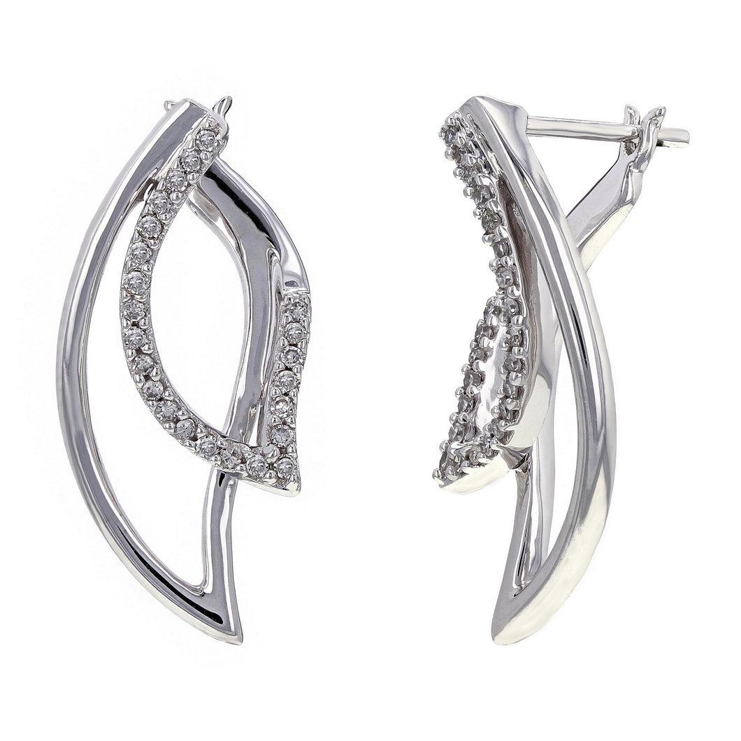 14k White Gold 1/2ctw Diamond Angel Wing Earrings