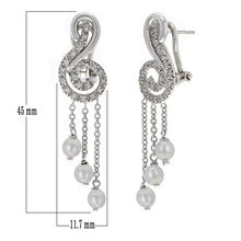 Load image into Gallery viewer, 14k White Gold 0.35ctw Diamond &amp; Pearl Musical Note Dangle Earrings