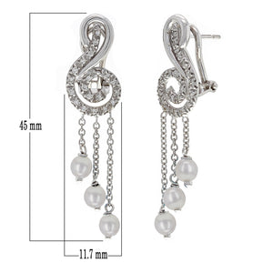 14k White Gold 0.35ctw Diamond & Pearl Musical Note Dangle Earrings
