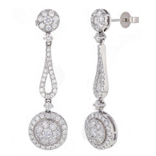 Load image into Gallery viewer, 14k White Gold 2.35ctw Diamond Cluster Drop Earrings