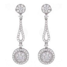 Load image into Gallery viewer, 14k White Gold 2.35ctw Diamond Cluster Drop Earrings