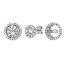 Load image into Gallery viewer, 14k White Gold 1.17ctw Diamond Halo Matching Jacket &amp; Stud Earring 4-Piece Set