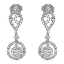 Load image into Gallery viewer, 14k White Gold 1.69ctw Diamond Cluster Dangle Drop Earrings