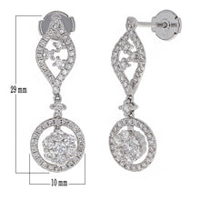 Load image into Gallery viewer, 14k White Gold 1.69ctw Diamond Cluster Dangle Drop Earrings