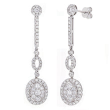 Load image into Gallery viewer, 14k White Gold 2.49ctw Diamond Cluster Linear Drop Dangle Earrings