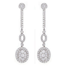 Load image into Gallery viewer, 14k White Gold 2.49ctw Diamond Cluster Linear Drop Dangle Earrings