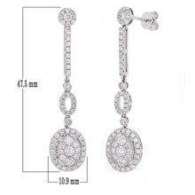 Load image into Gallery viewer, 14k White Gold 2.49ctw Diamond Cluster Linear Drop Dangle Earrings