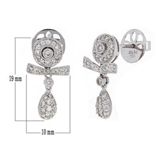 Load image into Gallery viewer, 14k White Gold 0.72ctw Diamond Bow Ribbon Dangle Earrings