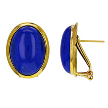 Load image into Gallery viewer, 14k Yellow Gold Oval Cabochon Lapis Lazuli Oval Stud Earrings