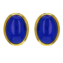 Load image into Gallery viewer, 14k Yellow Gold Oval Cabochon Lapis Lazuli Oval Stud Earrings