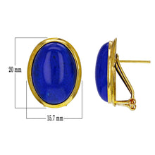 Load image into Gallery viewer, 14k Yellow Gold Oval Cabochon Lapis Lazuli Oval Stud Earrings