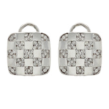 Load image into Gallery viewer, 14k White Gold 1.82ctw Diamond Checkerboard Earrings w/Omega Backs