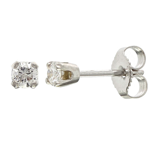 14k White Gold 0.15ctw Round Brilliant Diamond Classic Stud Earrings