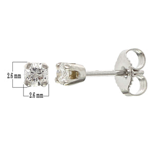 14k White Gold 0.15ctw Round Brilliant Diamond Classic Stud Earrings