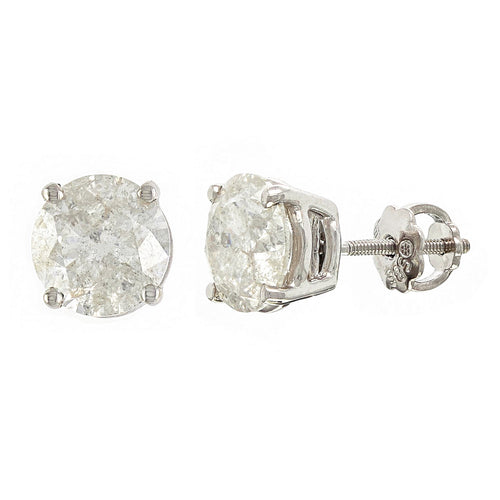 14k White Gold 2 1/2ctw Round Brilliant Cut Diamond  Classic Stud Earrings
