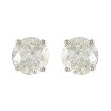 Load image into Gallery viewer, 14k White Gold 2 1/2ctw Round Brilliant Cut Diamond  Classic Stud Earrings