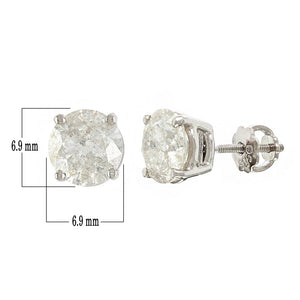 14k White Gold 2 1/2ctw Round Brilliant Cut Diamond  Classic Stud Earrings