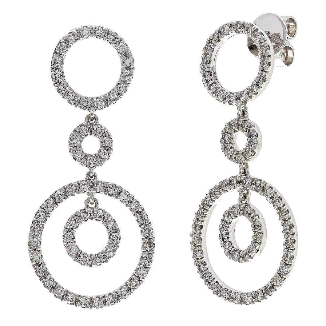 18k Yellow & White Gold 1.18ctw Diamond Eternity Circle Dangle Earrings