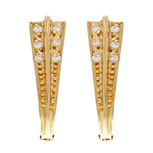 Load image into Gallery viewer, 14k Yellow Gold Crystal Accent Antique Style Hinge Earrings