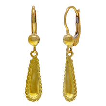 Load image into Gallery viewer, 14k Yellow Gold Textured Tear Drop Dangle Lever Back Fashion Earrings