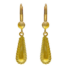 Load image into Gallery viewer, 14k Yellow Gold Textured Tear Drop Dangle Lever Back Fashion Earrings