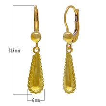 Load image into Gallery viewer, 14k Yellow Gold Textured Tear Drop Dangle Lever Back Fashion Earrings