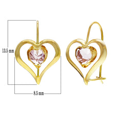 Load image into Gallery viewer, 14k Yellow Gold Lavender Crystal Heart Dangle Kidney Wire Earrings