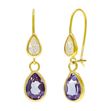 Load image into Gallery viewer, 14k Yellow Gold Mystic Crystal Pear Dangle Earrings